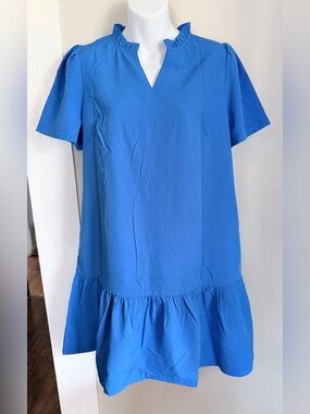NWT wenrine blue dress ruffle hem small
